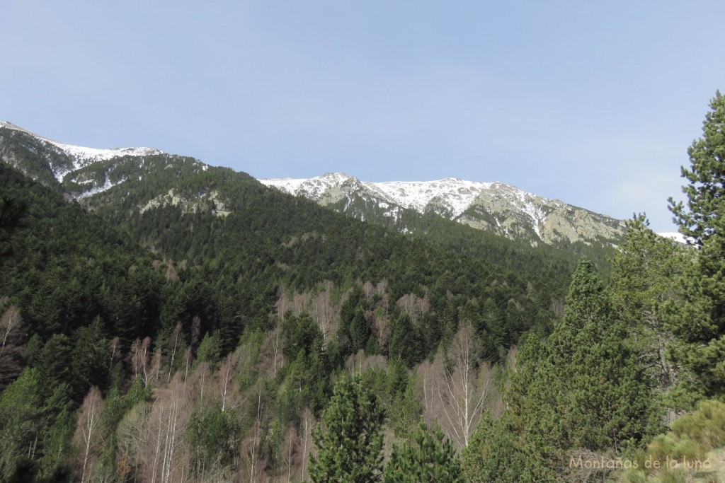 La parte más alta de Els Cims de la Coma de l'Orri desde el Pla de La Molina